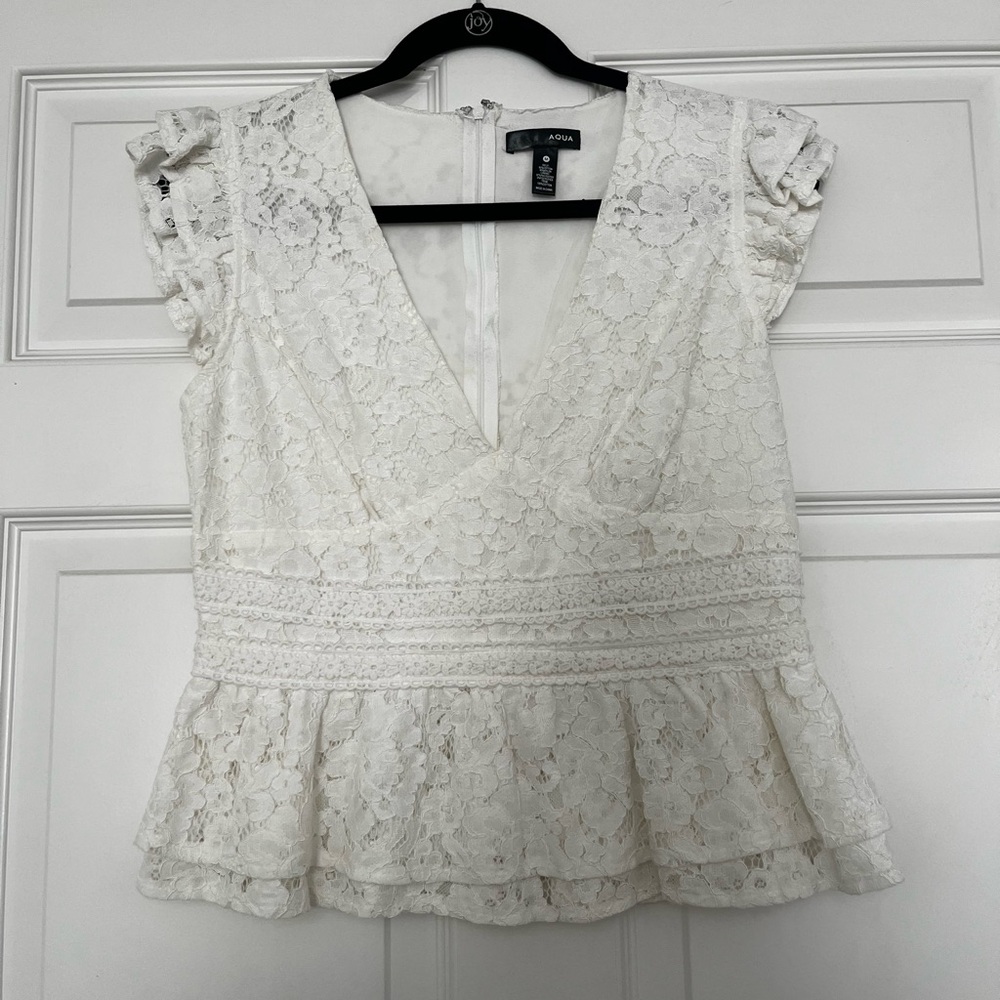 Aqua Lace Peplum Top
